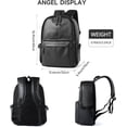 thumbnail image 3 of MOYYI Waterproof Faux Leather Laptop Backpack for Men, Fits 15.6-Inch Laptop, Black, 3 of 9