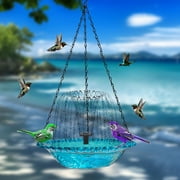 Solar-Powered Bird Bath – Outdoor Garden Fountain with Floating & Hanging Design, Attracts Hummingbirds & Wild Birds