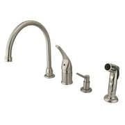 Single Handle Kitchen Faucet With Side Spray And Soap Dispenser - Satin Nickel Finish