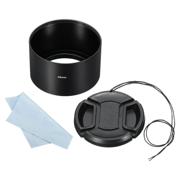 Uxcell 49mm Lens Hood, Long Focus Inside Hood with 58mm Lens Cap and Cloth