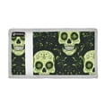 thumbnail image 2 of JIALIOU Nylon Trifold Card Wallet with ID Window Zipper Pocket for Men Women Teen Green Skull and Leaves, 2 of 7