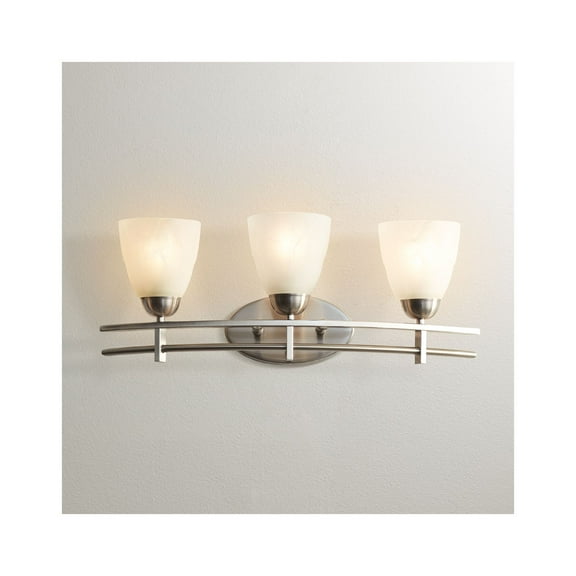 Possini Euro Design Art Deco Wall Light Silver Hardwired 23 1/2" Wide 3-Light Fixture Marbleized Glass Bathroom Vanity