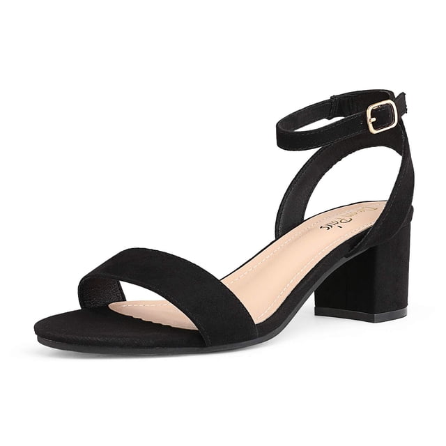 Sandalia DREAM PAIRS Carnival Negra de Ante con Tacón Cuadrado 6.5