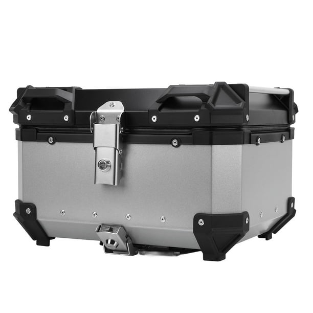 Baúl Superior Para Motocicleta, 32L CAJA Trasera Universal de aluminio INGERMABLE PARA MOTOCLETA CON CERRADURA DE SEGURIDAD Y TIRAS RLOGANOS CAJA TRASERA NEGRA NEGRA