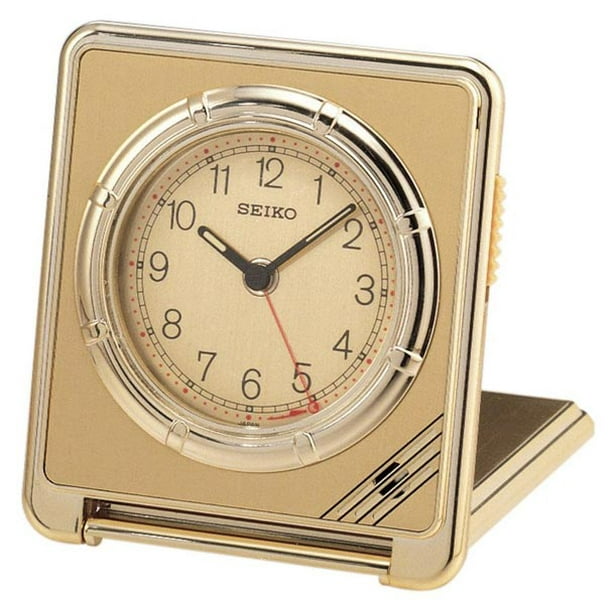Seiko QUH301FRH Gold-Tone Case Travel Alarm Clock 