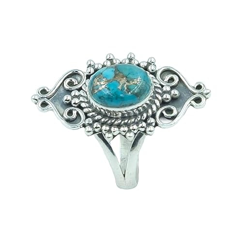 Natural Blue Copper Turquoise 925 Sterling Silver Handmade Statement Unique Design Ring Gift Jewelry