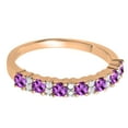 thumbnail image 2 of Dazzlingrock Collection Round Amethyst & White Diamond Bridal Anniversary Wedding Band for Women (0.12 ctw, Color I-J, Clarity I1-I2) in 18K Rose Gold, Size 4, 2 of 4