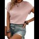 thumbnail image 3 of Blusas de Verano para Mujer, Camisetas de Cuello Redondo y Corta, Camisas de Trabajo Informales con Textura, Blusas Holgadas Rosa S, 3 of 7