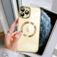 thumbnail image 4 of Magnetic Clear for iPhone 11 Pro Max Case with Camera Lens Protector [Compatible with MagSafe] Luxury Plating Bumper Soft TPU Shockproof Protective Slim Phone Cover for Women Girls-Gold, 4 of 6
