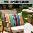 thumbnail image 5 of Lumbar Outdoor Waterproof Throw Pillow Cover Set of 1, Rectangle Pillow Cover, Decorative Patio Pillow, for Patio Tent Garden Beach,18.69x11.81 inches, Stripe（A）, 5 of 6