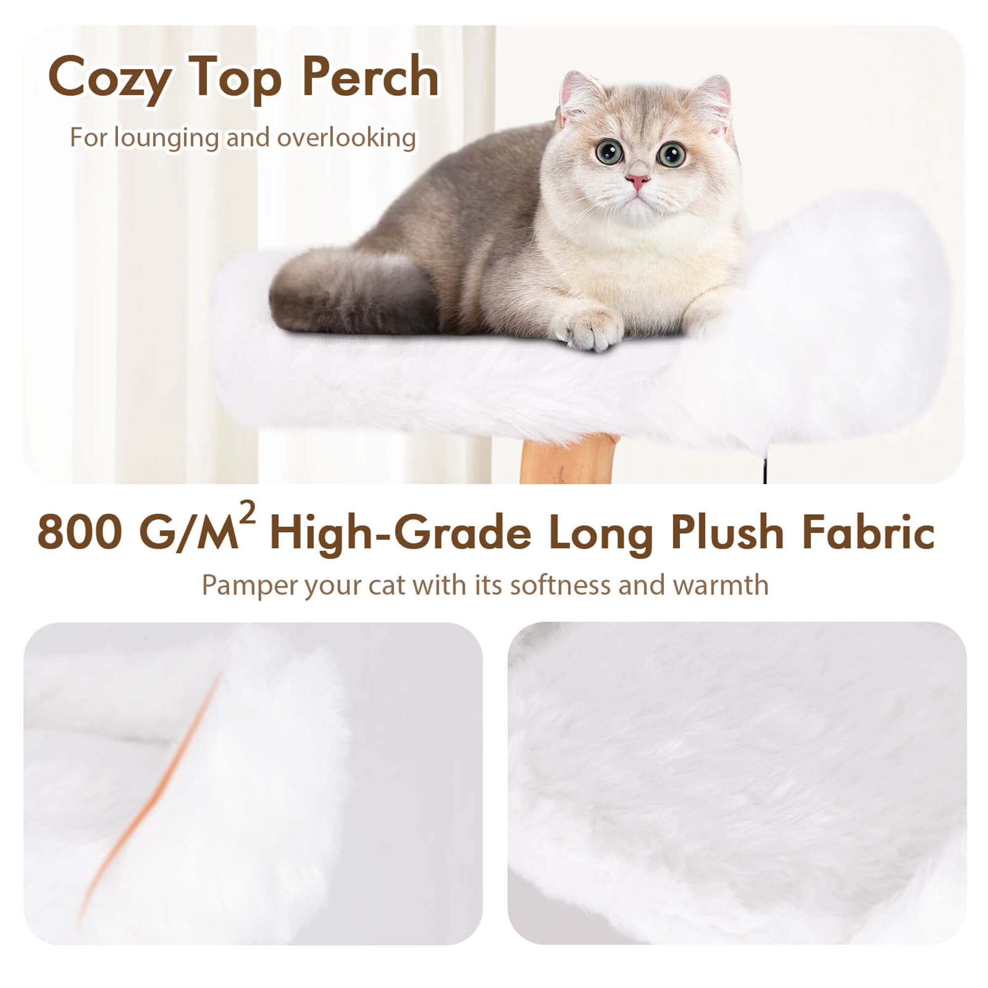 Costway 66" Tall Solid Wood Cat Tree with Perch Condo Jute Scratching Posts Sisal Rope