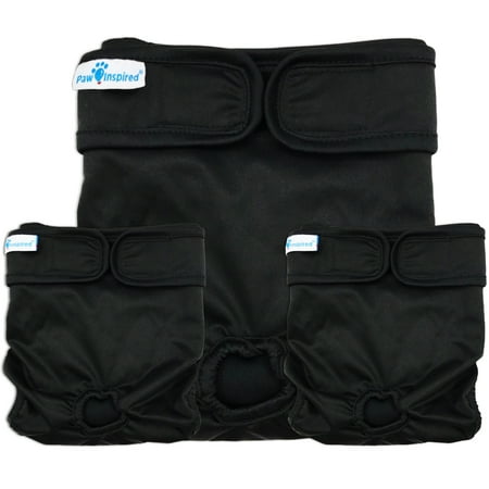 UPC: 0682198762283 | Paw Inspired 3ct Washable Reusable Dog Diapers for Female Doggie  Puppy  Cat | Cloth Diapers for Dogs in Heat  Pet Diapers | Incontinence Diapers that Stay On (Black (Black Lining)  Medium)