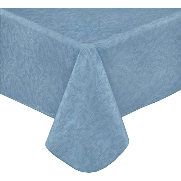 Newbridge Blue Napa Leaf Solid Color Vinyl Flannel Backed Tablecloth
