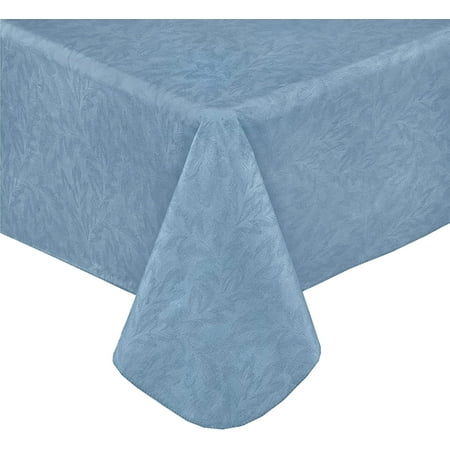 

Newbridge Blue Napa Leaf Solid Color Vinyl Flannel Backed Tablecloth Hotel Quality Indoor/Outdoor Patio Kitchen BBQ Dining Room Vinyl Tablecloth 60” x 102” Oblong/Rectangle