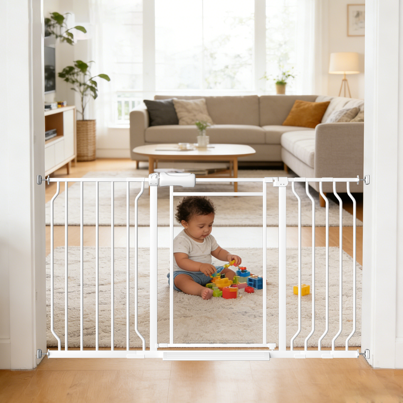 Fairy Baby Triple Lock Gate with Acrylic Panel, 48-56", White photo 1