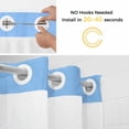 thumbnail image 3 of No Hook Shower Curtain with Snap in Liner, Abstract Sky Blue Theme Waterproof Fabric Bathroom Curtain Mesh Top Window, Modern Minimalist Art Shower Curtains 72x72in, 3 of 9