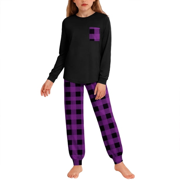 Conjuntos de blusa y camisa de manga larga con cuello redondo para niños y niñas de 5 a 14 años. Conjunto de top y pantalón con mangas estampadas.