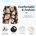 thumbnail image 3 of Yiaed Rose Flowers Print Mens Swim Trunks Bathing Suit Compression Liner Beach Swim Shorts Swimwear Quick Dry Zipper Pocket No-Chafing Board Short-3X-Large, 3 of 6