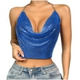 thumbnail image 1 of Tauxra Women's Sequin Halter Top Open Back Polyester Blouse For Night Out Club Party, 1 of 9