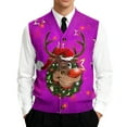 thumbnail image 3 of Kixjoy Christmas Sweater Vest Men Business Knit V Neck Pullovers Sweater Formal Sleeveless Ribbed Sweater Regular Fit Golf Stretch Vest, Purple 4XL, 3 of 7