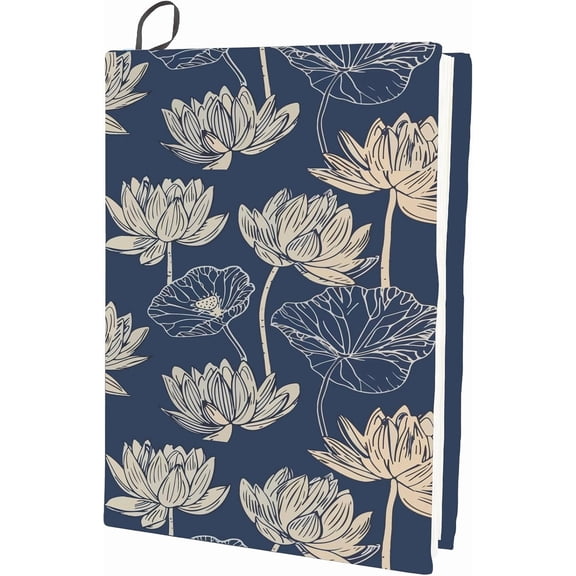 Lotus Stretchable Book Cover Flower Vintage Ruffle Washable Reusable Large Nylon Book Protector Elastic Notebook Wraps Suitable for 9 x 11in Hardcover Books Classroom Students Colorful