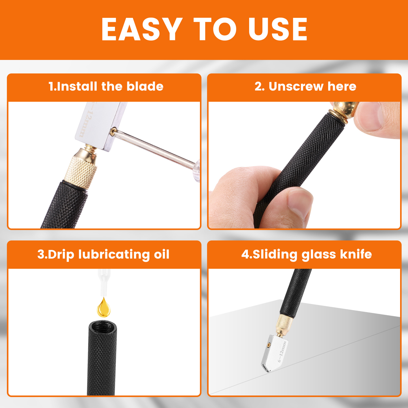 Ikoopy Glass Cutting Kit Practical Glass Cutter Tool Kit with Running Pliers Breaking Pliers Oil Dripper Tool Bag for Tile Mirror Stone DIY Project