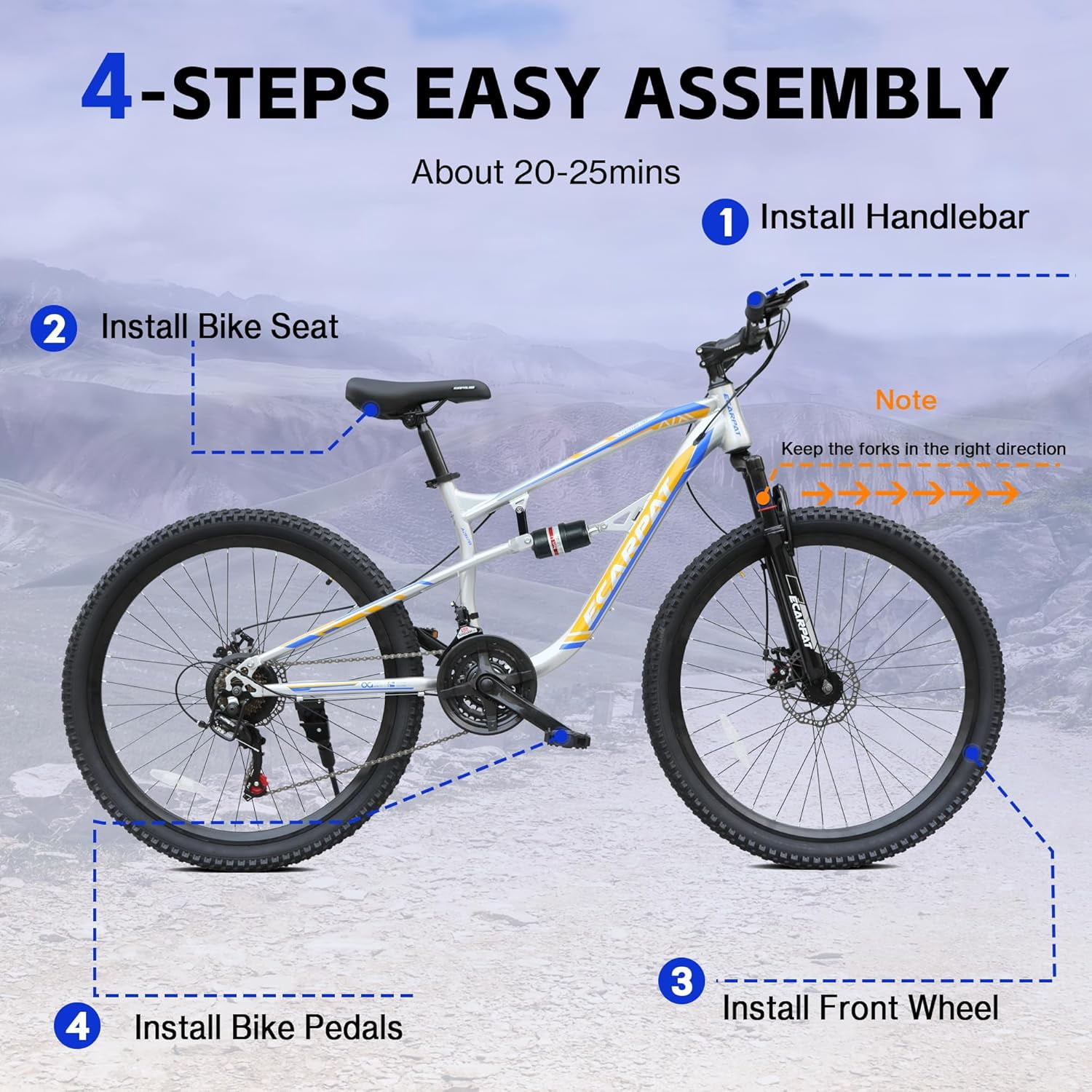 Ambifirner 26" Mountain Bike for Men, 21-Speed Commuter Bicycle with High-Strength Frame, Disc Brakes, Adjustable Seat & Comfort Grip Handle, Ideal for Road, Mountain & Urban All Terrain