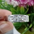 thumbnail image 4 of Forever Jewels 2 CT Round Cut Moissanite Five Stone Men Wedding Band Ring 14K White Gold Plated, 4 of 5