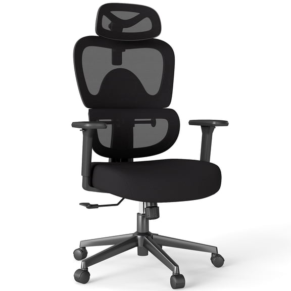 Ergonomic Office Desk Chair, High Back Gaming Chair with Lumbar Support Mesh Adjustable Armrests Black