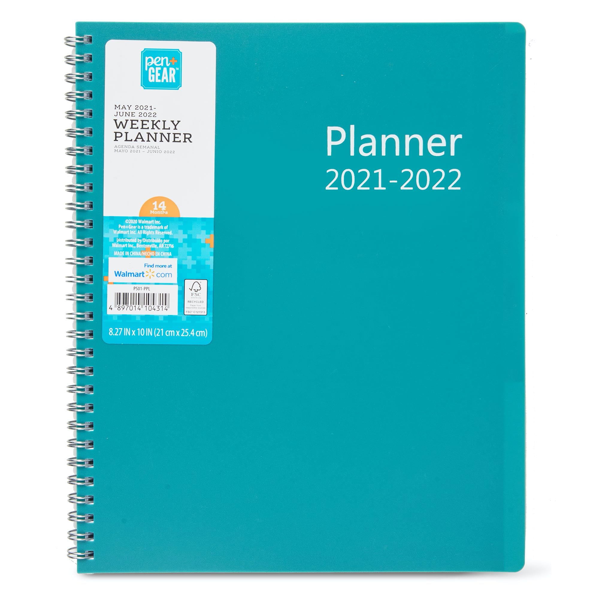 Pen+Gear 14 Month Weekly Planner, Large, Teal