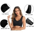 thumbnail image 5 of Bigersell Cotton Bra Summer 2pc Plus Size Sports Bra Training Bra Style R4096 V-Neck No Underwire Bras Pull-On Bra Closure Women's Plus Size Front Closing Bras Black L, 5 of 5