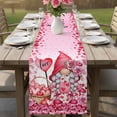 thumbnail image 4 of Valentine's Day Table Runner - 60 Inch Long Pink Love Gnomes Roses Ombre Romantic Cotton and Linen Blended Dress Scarves Farmhouse Table Runner for Kitchen Dining, Coffee Table, 13" x 60", 4 of 8