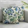 thumbnail image 3 of COMIO Chinoiserie Pillow Cover Boho Blue Yellow Floral Print Decorative Outdoor Throw Pillow Covers Flower Pillowcase Square Cushion Cover for Bedroom Sofa Couch Home Decor, 3 of 5