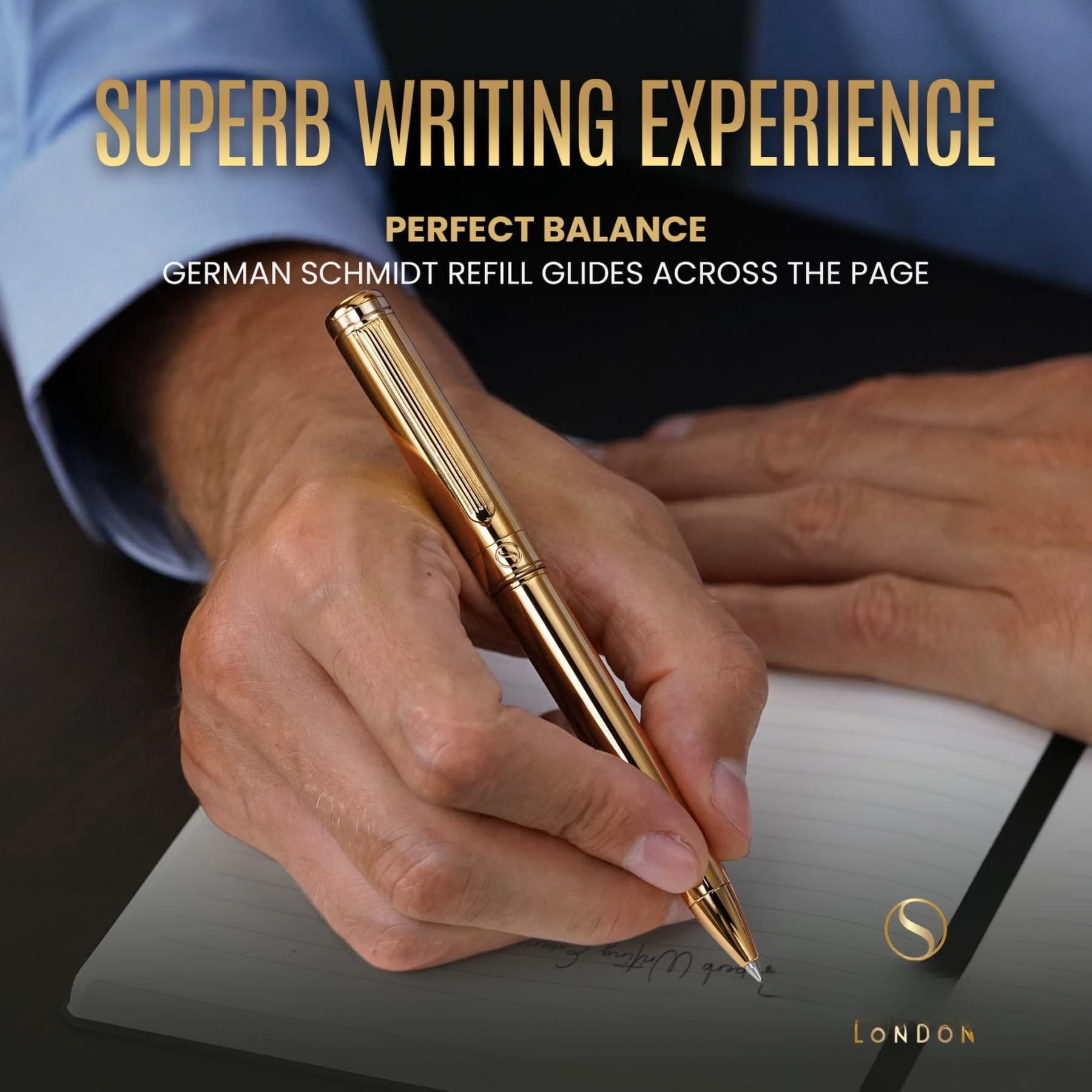 Ballpoint Pen - Stunning Luxury  Real Schmidt Black Refill Ball Gift Set For Men & Women Professional Executive Office Nice Fancy Designer Pens