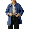 thumbnail image 2 of TGSLY Women's Button Down Trench Coat Casual Collared Long Sleeve Jacket with Plaid Lining Loose Solid Color Mid‑Length Outerwear with Pockets M, 2 of 8
