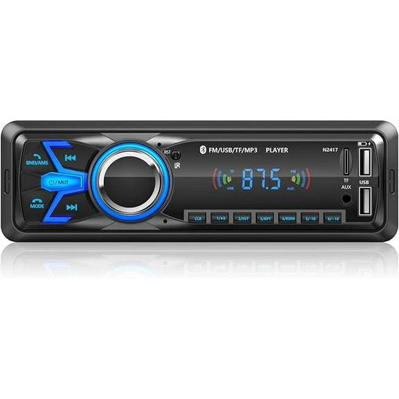 Radio Coche Bluetooth 5.0 Manos Libres, Wistrue Autoradio Coche Bluetooth Pantalla1 DIN Radio Bluetooth Coche MP3 Player FM Radio con 2USBAUX/Control Remoto,Compatible con Android y iOS