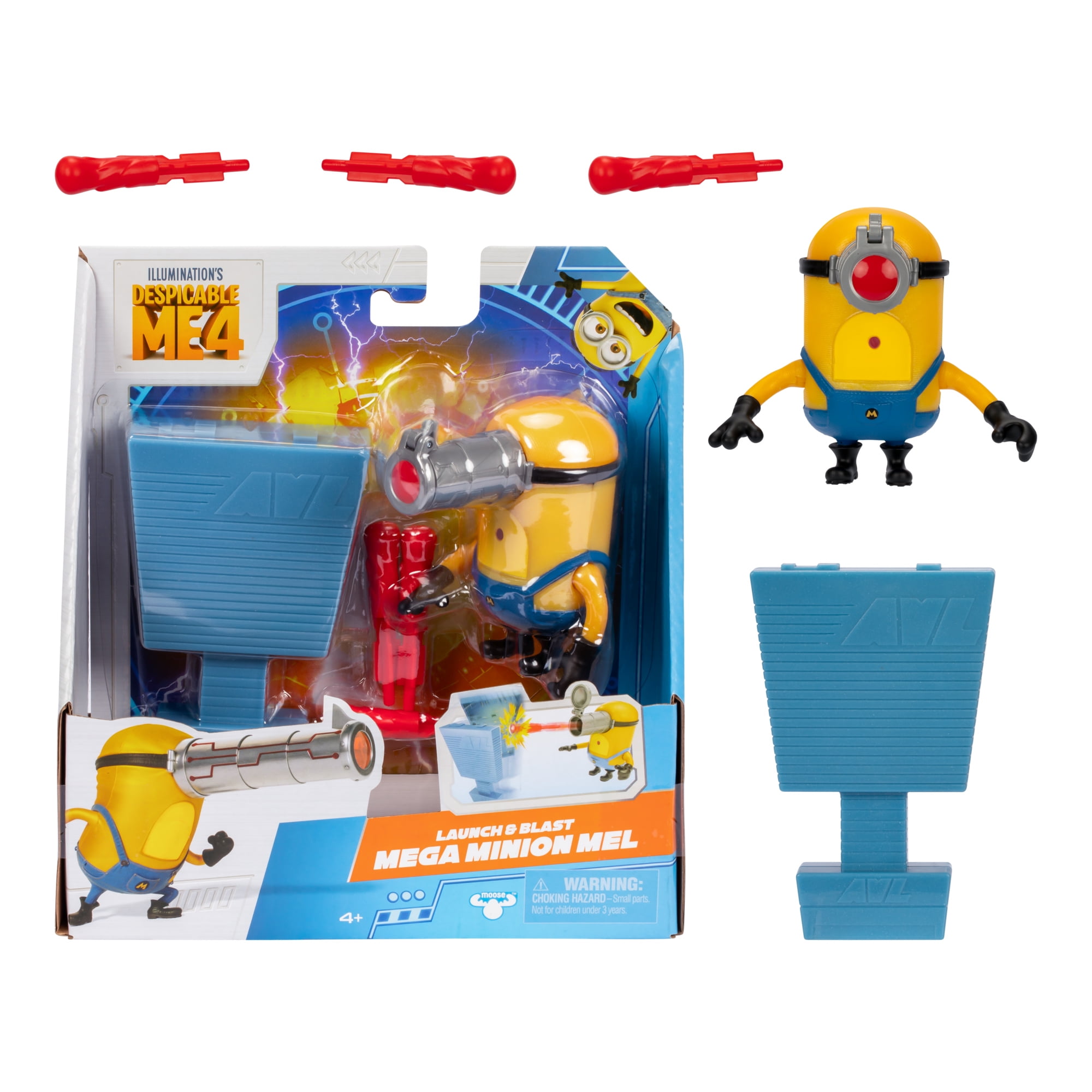 Despicable Me 4 Launch & Blast Mega Minion Mel Action Figure, 4-13, Yellow, ABS, 0.18 lb