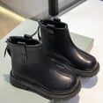 thumbnail image 7 of Linfrsh Girls Ankle Boots Kids Work Boots Boys Girls Side Zipper Lace Up Work Boots Combat Boots for Toddler Girl Black,2, 7 of 7