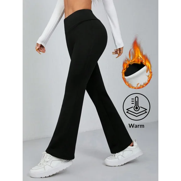 Women's Petite Navy Blue Textured Knit Flare Sweatpants