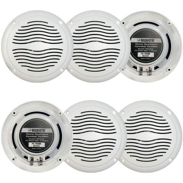 3 Pairs Of Magnadyne WR40W 5" Inch Waterproof Marine Boat & Hot Tub