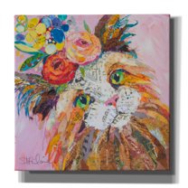 Epic Graffiti 'Floral Cat' by St. Hilaire Elizabeth, Canvas Wall Art, 18"x18"