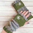 thumbnail image 2 of Umfun Women's Fingerless Knit Gloves with Embroidery Warm Half Finger Hand Warmer Cozy Textured Winter Mittens for Typing Driving Daily Casual Wear, 2 of 8