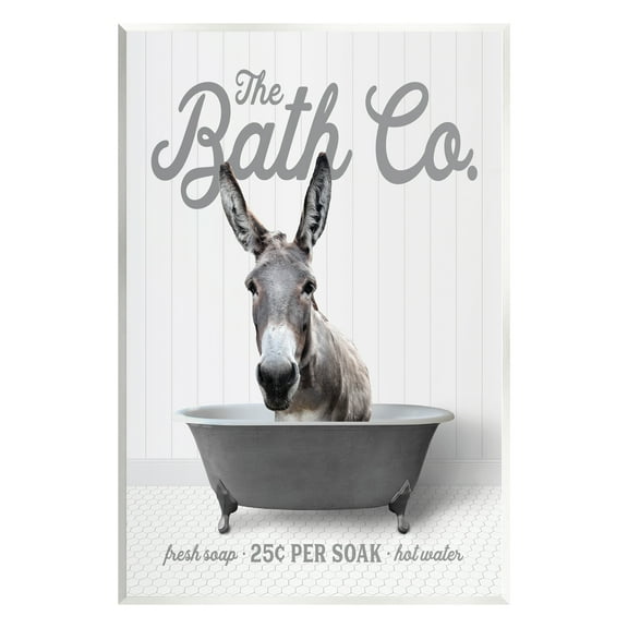 Stupell Industries Donkey in Bathtub Animals & Insects Painting Unframed Art Print Wall Art, 10 x 15