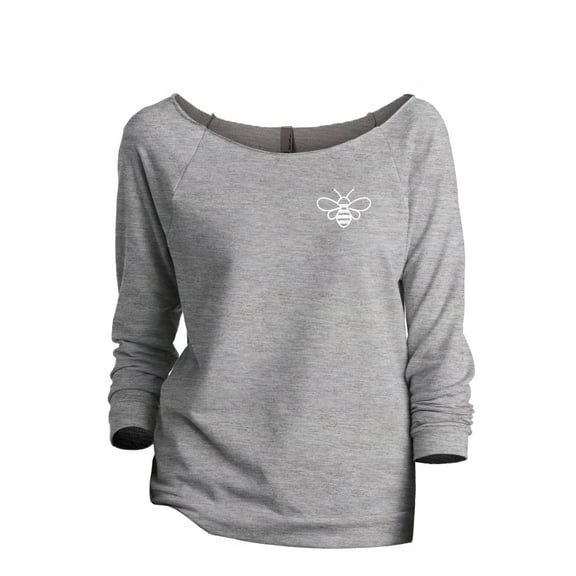 Bumble Bee Women's Fashion Slouchy 3/4 Sleeves Raglan Lightweight Sweatshirt Sport Grey Large