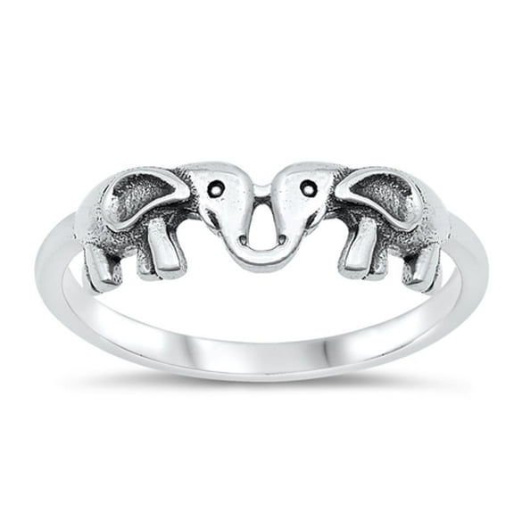 Elephant Memory Love Ring .925 Sterling Silver Band Jewelry Female Male Unisex Size 8