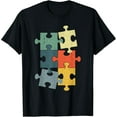 thumbnail image 2 of 100% Cotton Cute Puzzle Piece Design For Men Women Puzzler Jigsaw Puzzle T-Shirt, 2 of 5