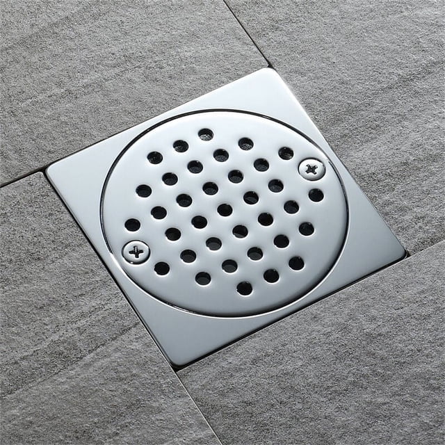 Desagüe de piso cuadrado para baños, cubierta extraíble incluida, sifón de ducha cromado con control de olores
