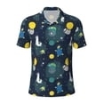 thumbnail image 2 of Daiia Space and Animals Pattern Men’s Polo Shirts,Solid Deck Shirt,Classic Fit, Breathable Cotton Polo for Casual and Sport Wear-Medium, 2 of 9