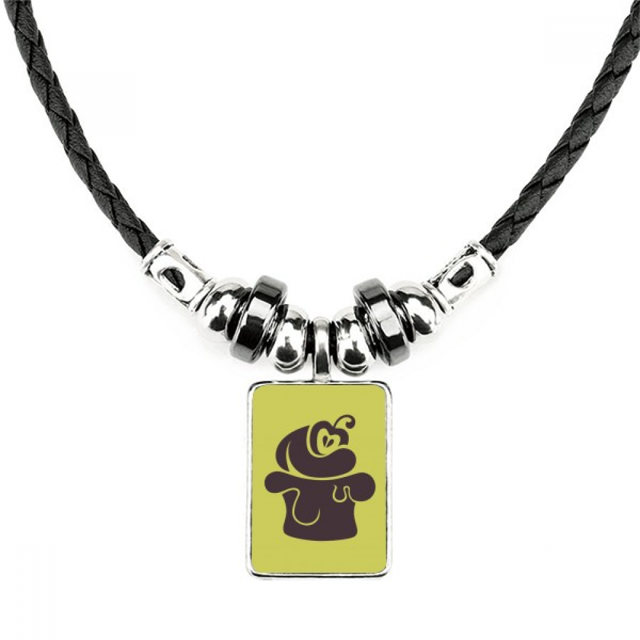 helado de cereza negro silueta collar a mano colgante de cuerda de cuero Unbranded M