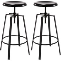 Brage Living Atlas  Bar Stools Set of 2, Adjustable Swivel Four Legged Round Metal Barstools, Backless Counter Height Bar Chairs for Kitchen Dining (Black)